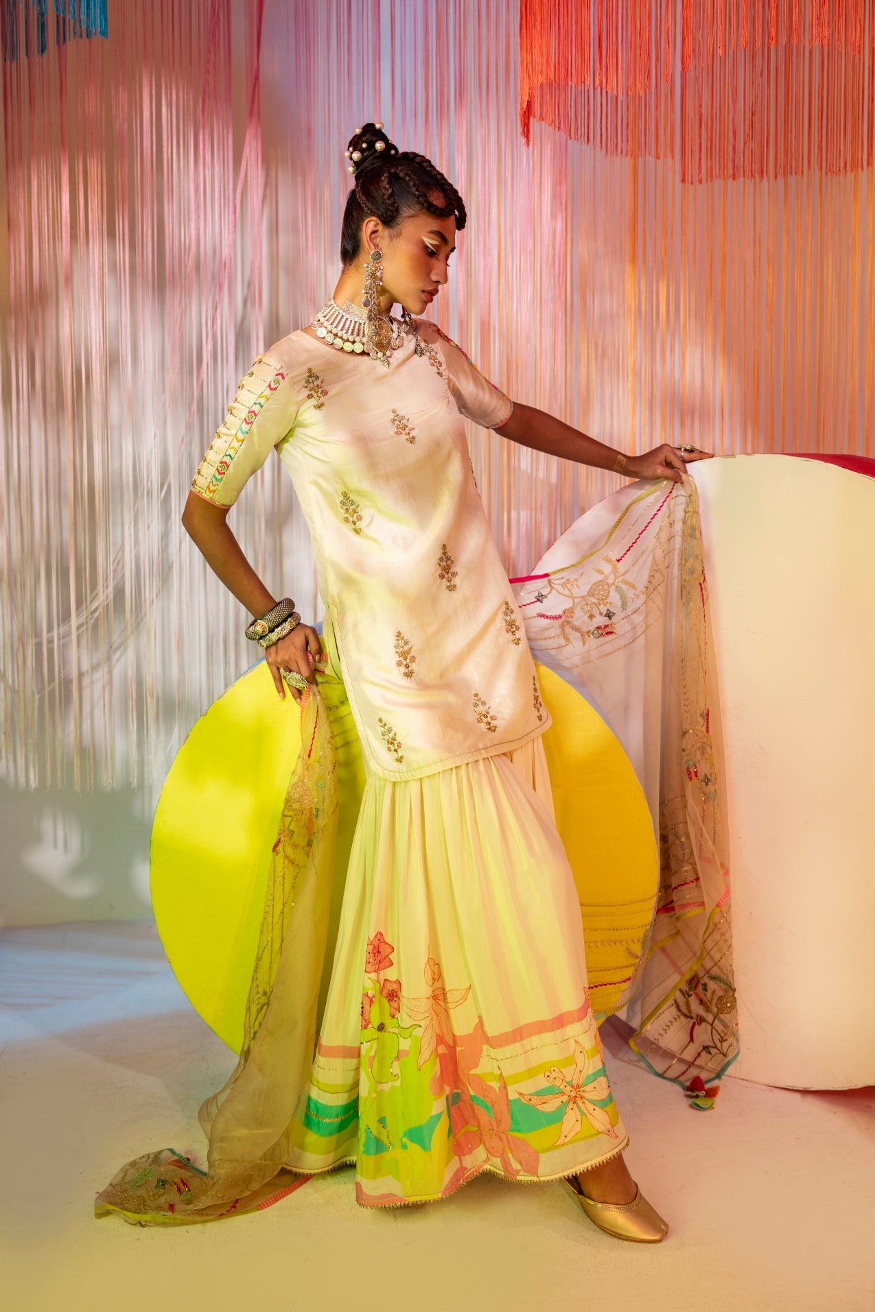 Ivory Orchid Gharara Set