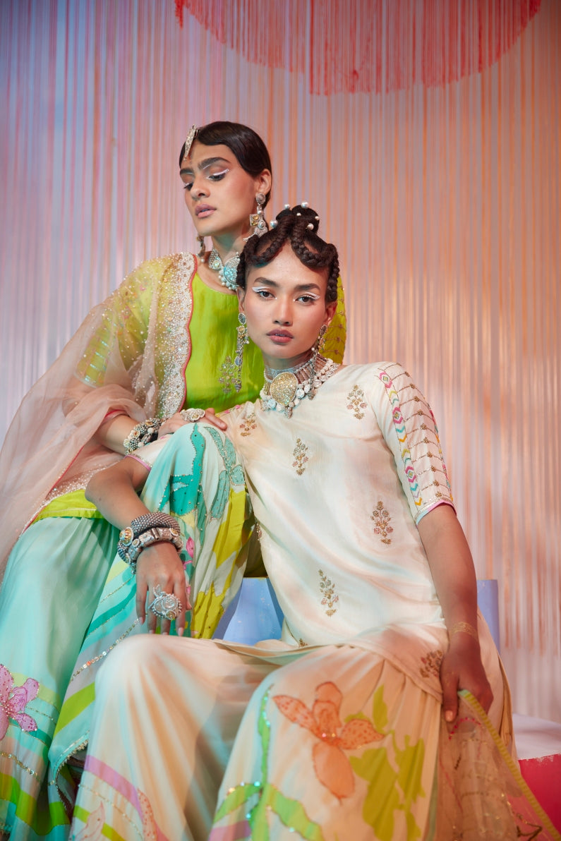 Ivory Orchid Gharara Set