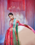Hot Pink Powder Blue Orchid Anarkali Set