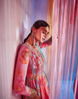 Hot Pink Powder Blue Orchid Anarkali Set