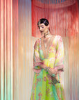 Lime Yellow Orchid Front Pleat Kurta Set