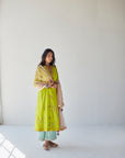 Lime Green Jaal Silk Kurta Set