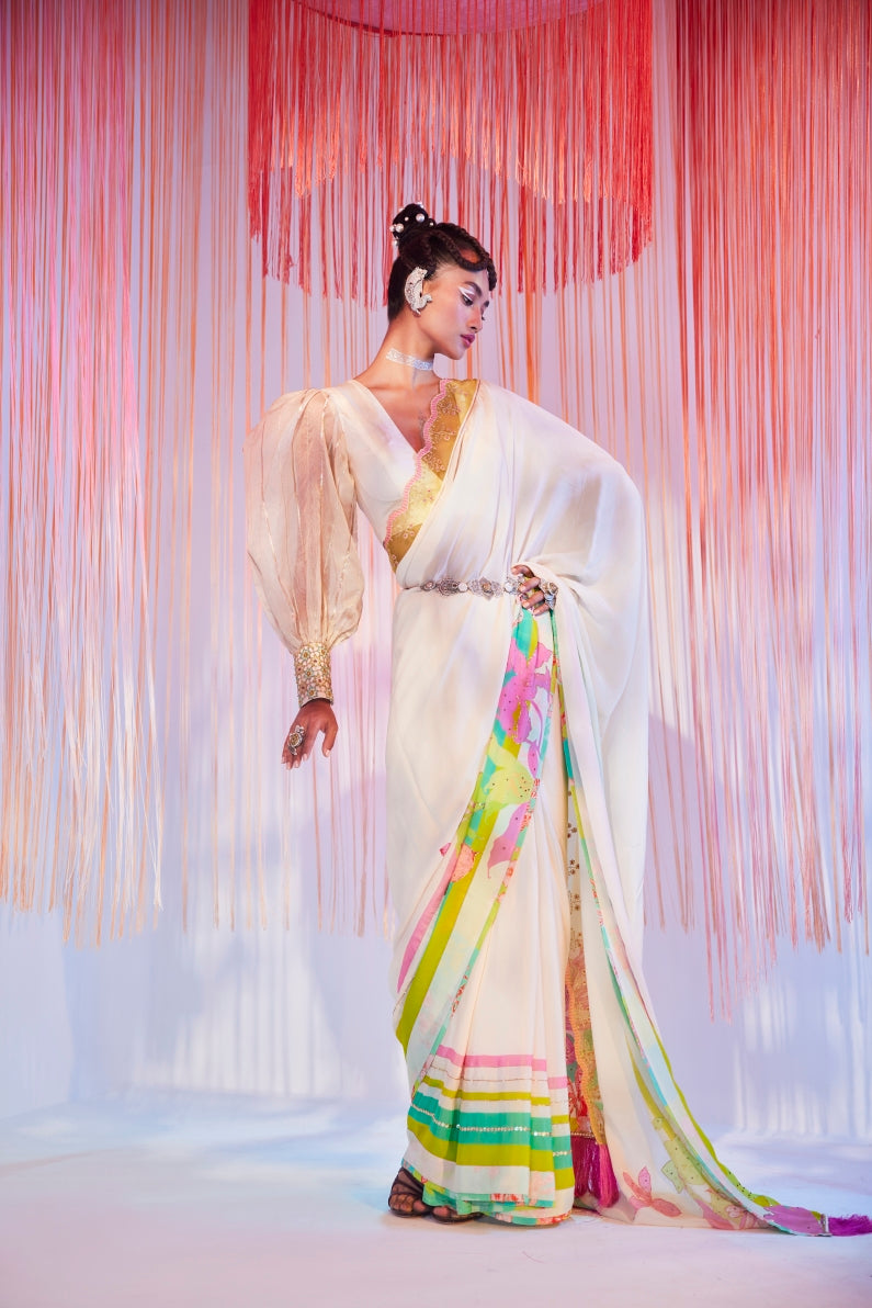 Ivory Orchid Sari