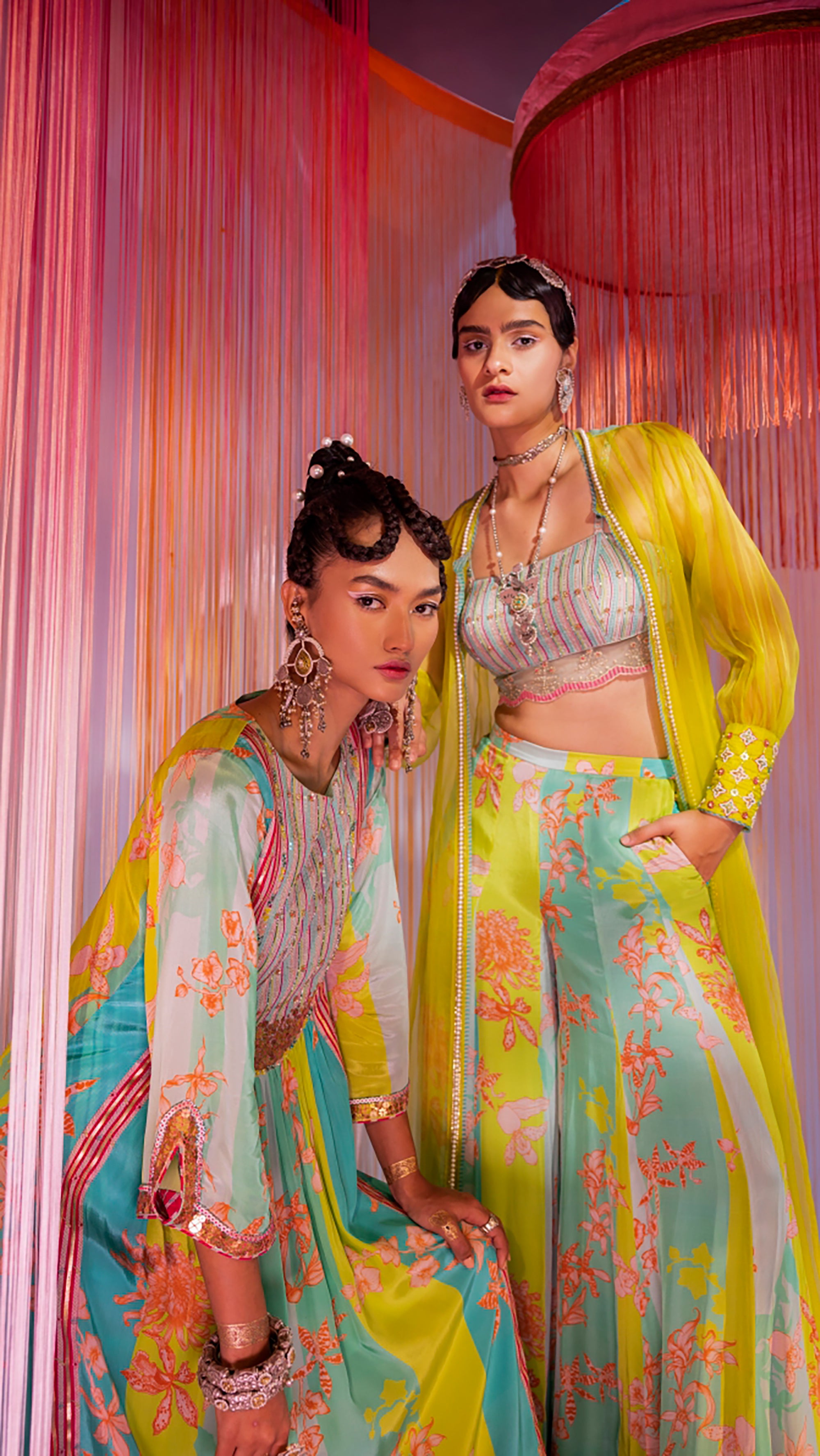 Lime Green Orchid Jacket Set