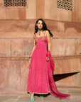 After Hours Hot Pink Embroidered Corset Anarkali Set