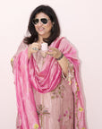 Raji Pastel Pink Tissue Kurta Set