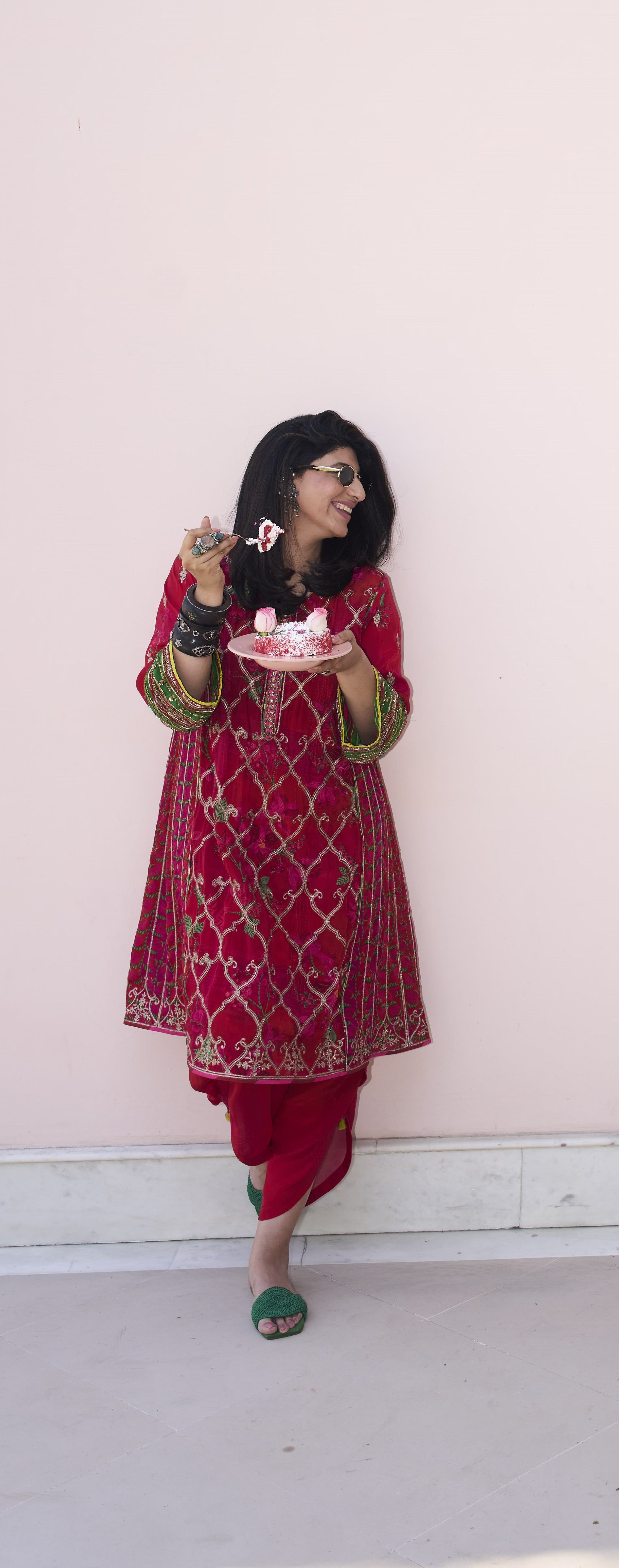 Ramniq Red Choga Style Kurta Set