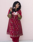 Ramniq Red Choga Style Kurta Set