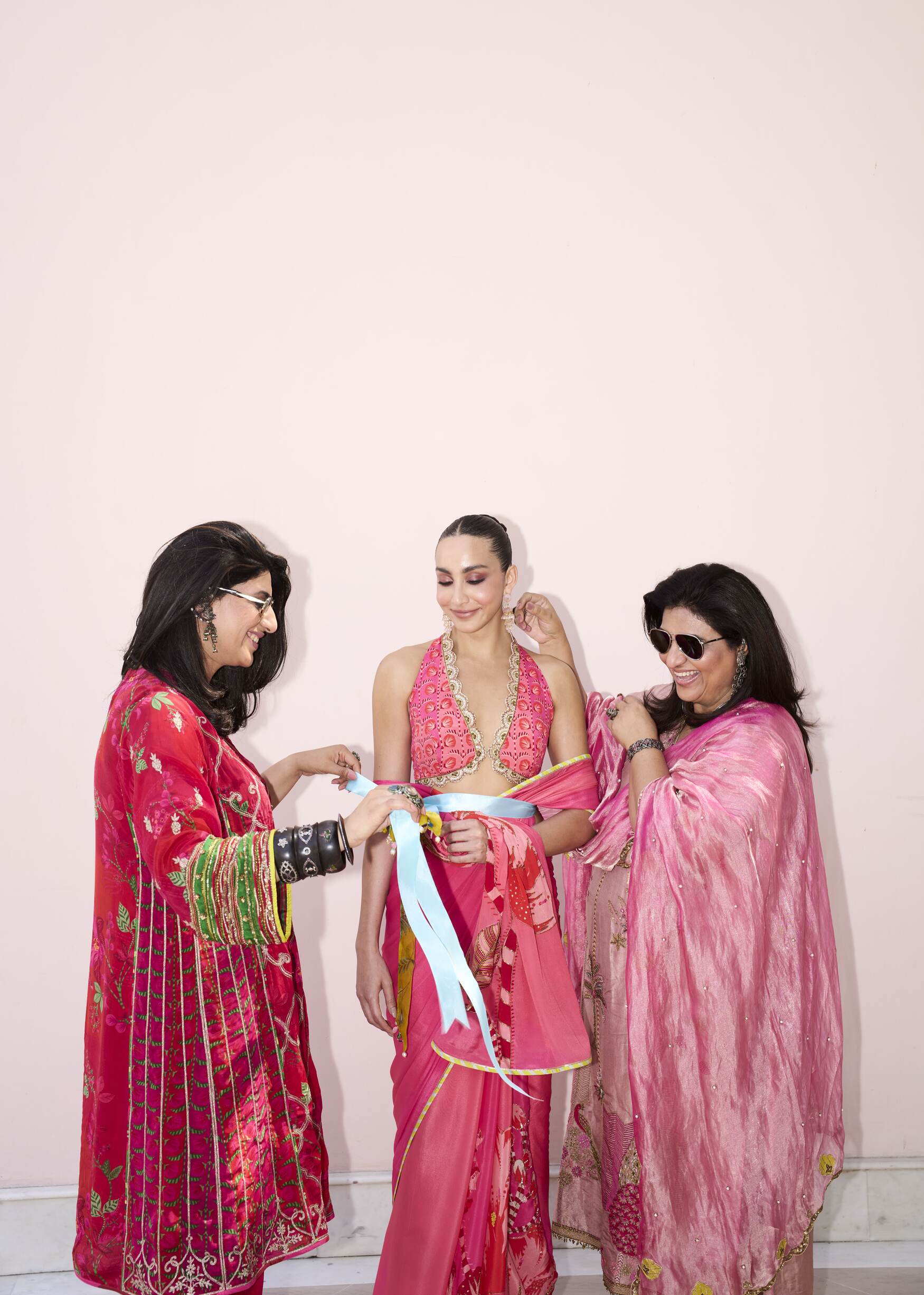 Raji Pastel Pink Tissue Kurta Set