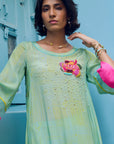 Safar P.Blue Floral Boota Side Pintuck Kurta Set