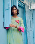 Safar P.Blue Floral Boota Side Pintuck Kurta Set