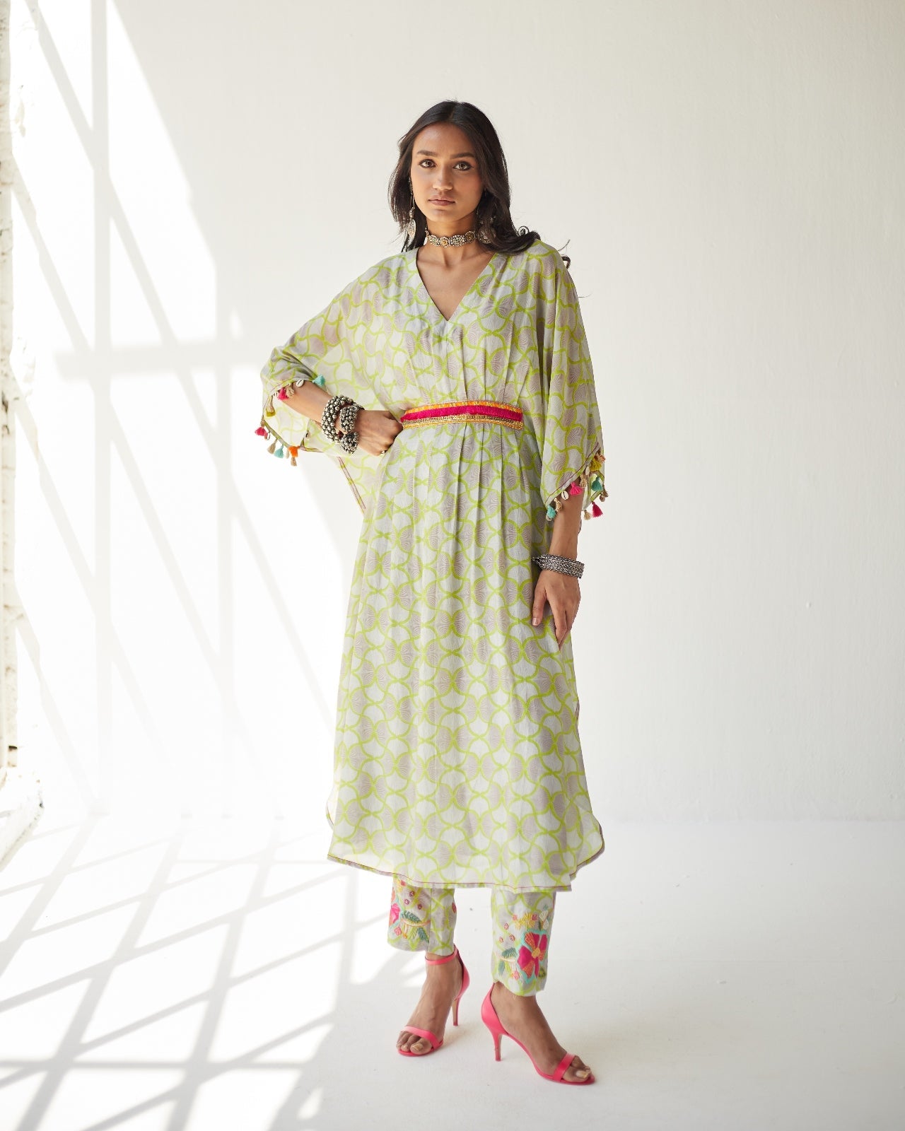 Dupahar Grey Kaftan Set
