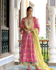 Fariba Hot Pink Ivory Yoke Kurta Set