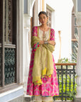 Fariba Hot Pink Ivory Yoke Kurta Set