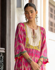 Fariba Hot Pink Ivory Yoke Kurta Set