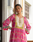 Fariba Hot Pink Ivory Yoke Kurta Set