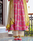 Fariba Hot Pink Ivory Yoke Kurta Set