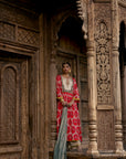 Fariba Red Ivory Yoke Kurta Set