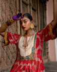 Fariba Red Ivory Yoke Kurta Set