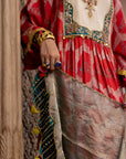 Fariba Red Ivory Yoke Kurta Set
