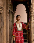 Fariba Red Ivory Yoke Kurta Set