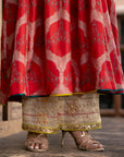 Fariba Red Ivory Yoke Kurta Set