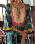 Fariba Teal Green Ivory Yoke Kurta Set