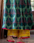 Fariba Teal Green Ivory Yoke Kurta Set