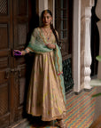 Fariba Pastel Pink Printed Tissue Anarkali Set