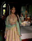 Fariba Pastel Pink Printed Tissue Anarkali Set