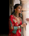 Fariba Red Printed Side Kali Kurta Set