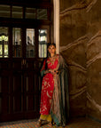 Fariba Red Printed Side Kali Kurta Set