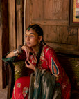 Fariba Red Printed Side Kali Kurta Set