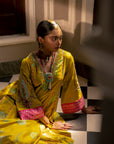 Fariba Lime Yellow Printed Side Kali Kurta Set