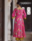 Fariba Hot Pink Printed Side Kali Kurta Set