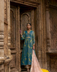 Fariba Moonlight Blue Printed Back Yoke Kurta Set