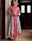 Fariba Pink Printed Back Yoke Kurta Set