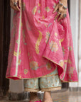 Fariba Pink Printed Back Yoke Kurta Set