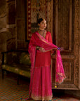 Fariba Red Magenta Silk Sharara Set