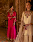 Fariba Red Magenta Silk Sharara Set