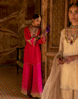 Fariba Red Magenta Silk Sharara Set