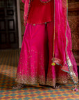Fariba Red Magenta Silk Sharara Set