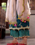 Fariba Teal Oganza Kurta Set
