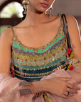 Fariba Teal Oganza Kurta Set