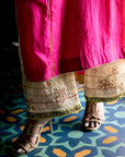 Fariba Hot Pink Silk Back Pleat Yoke Kurta