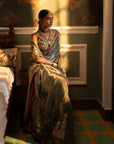 Fariba Teal Tissue Sari Set