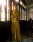 Fariba Lime Yellow Sequin Printed Organza Sari Set