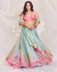 Wamiqa Gabbi Ice Blue Floral Organza Lehenga Set