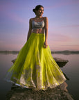 Gul Bright Green Floral Lehenga Set