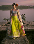 Gul Bright Green Floral Lehenga Set